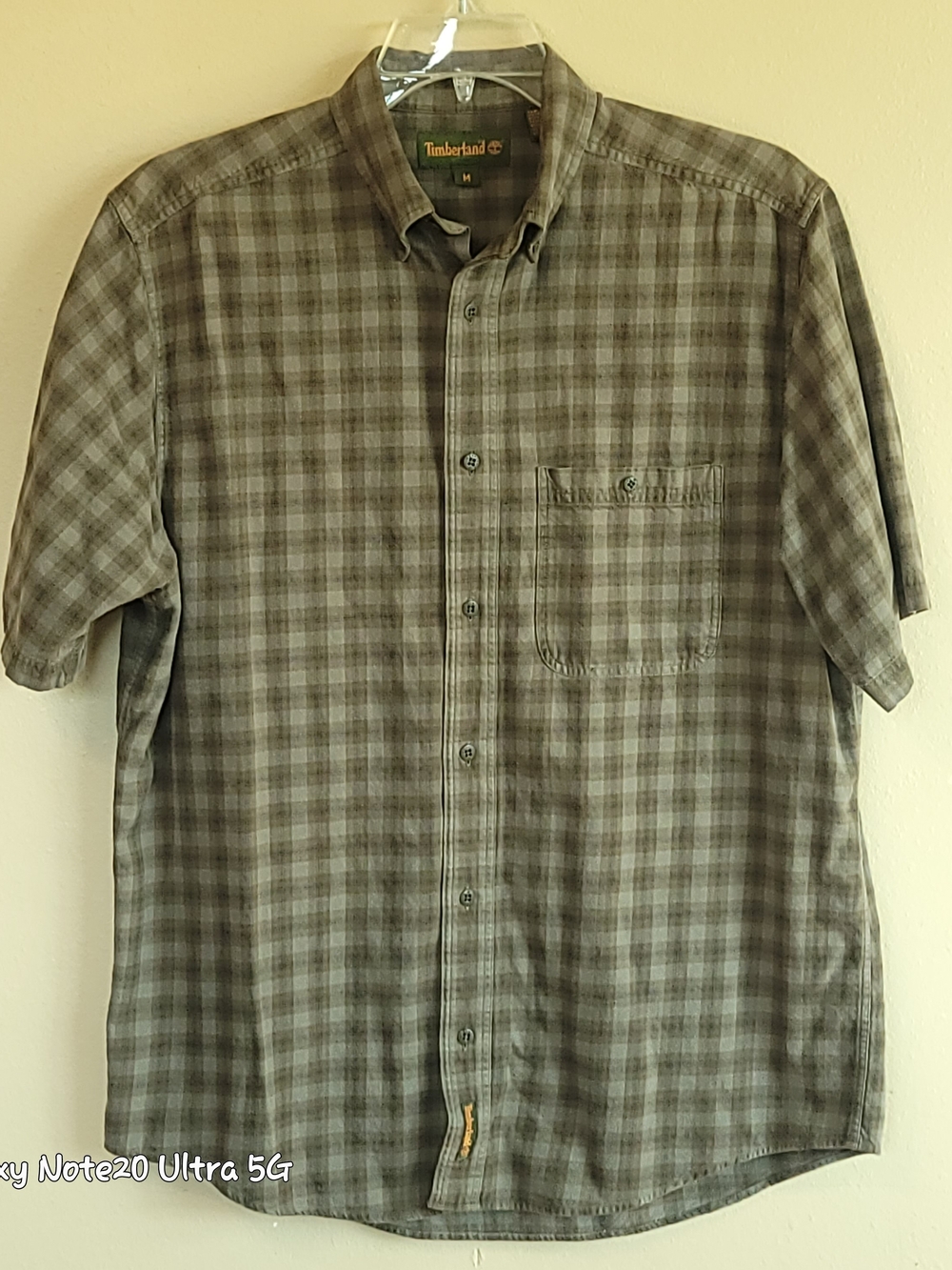 90s Timberland Earth Tone Plaid S/S Button Up Shirt Medium Made in HK